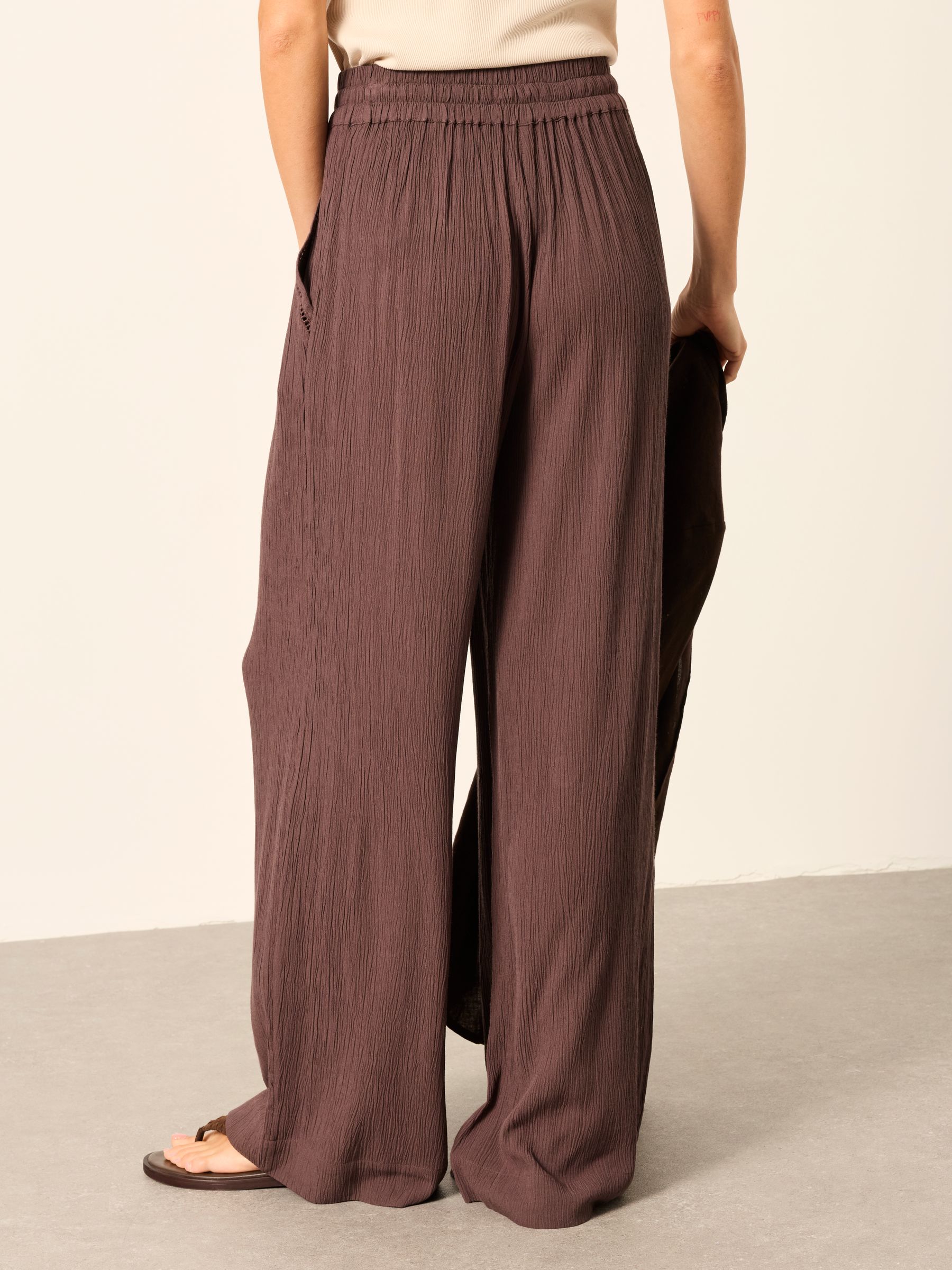 Melissa Chocolate Brown Palazzo Trousers - Image 2 of 7 Melissa Chocolate Brown Palazzo Trousers - Image 2 of 7