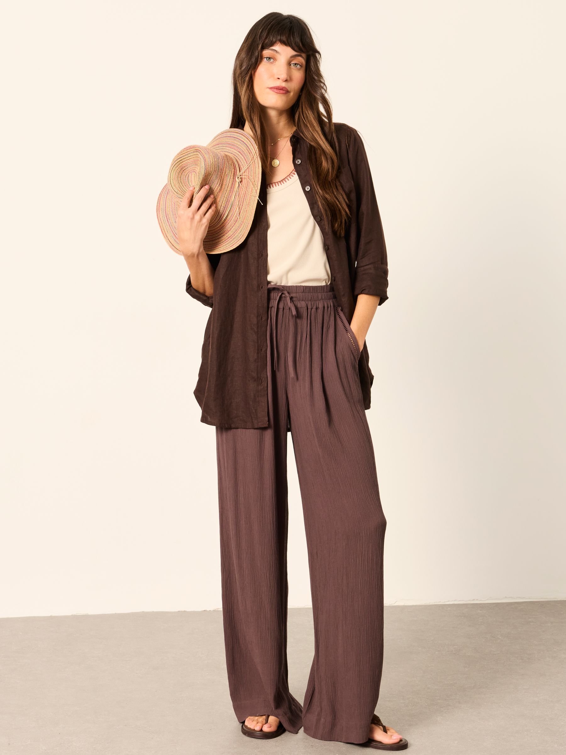 Melissa Chocolate Brown Palazzo Trousers - Image 3 of 7
