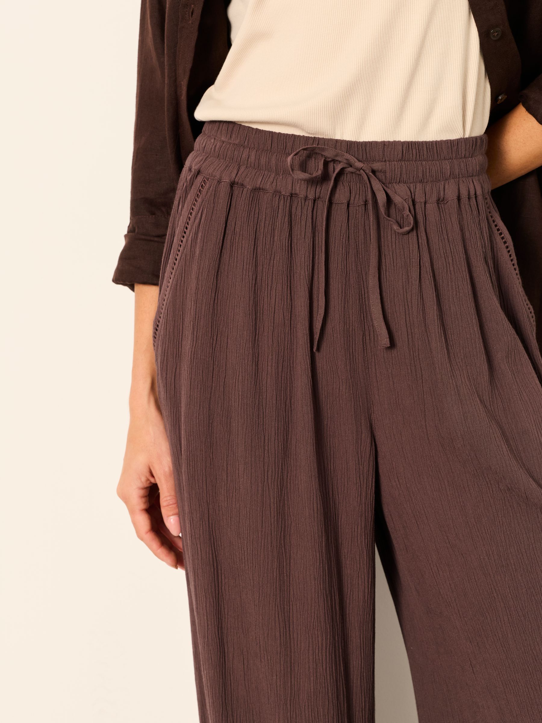 Melissa Chocolate Brown Palazzo Trousers - Image 6 of 7