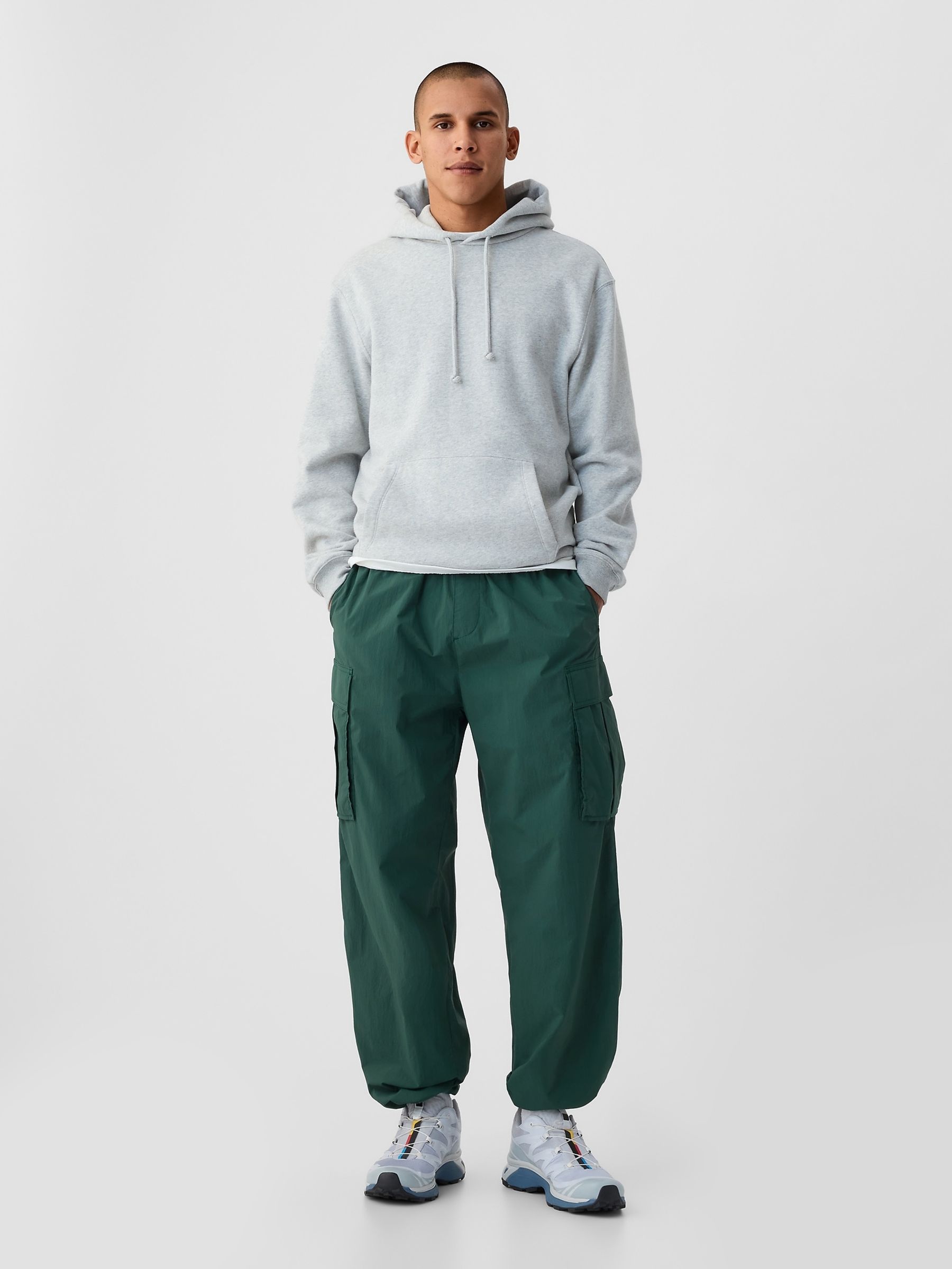 Green Nylon Cargo Trousers Gap
