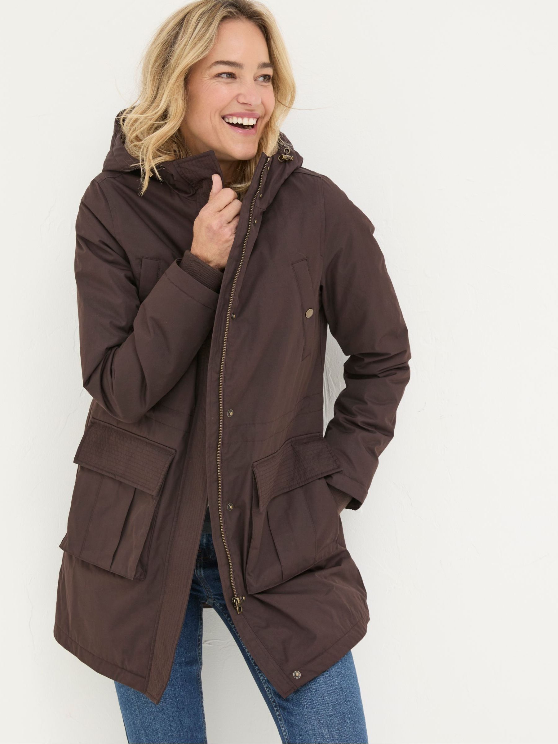 Parka Jacket Fatface Coats Womens Fat Face Women's Camo Green Faux