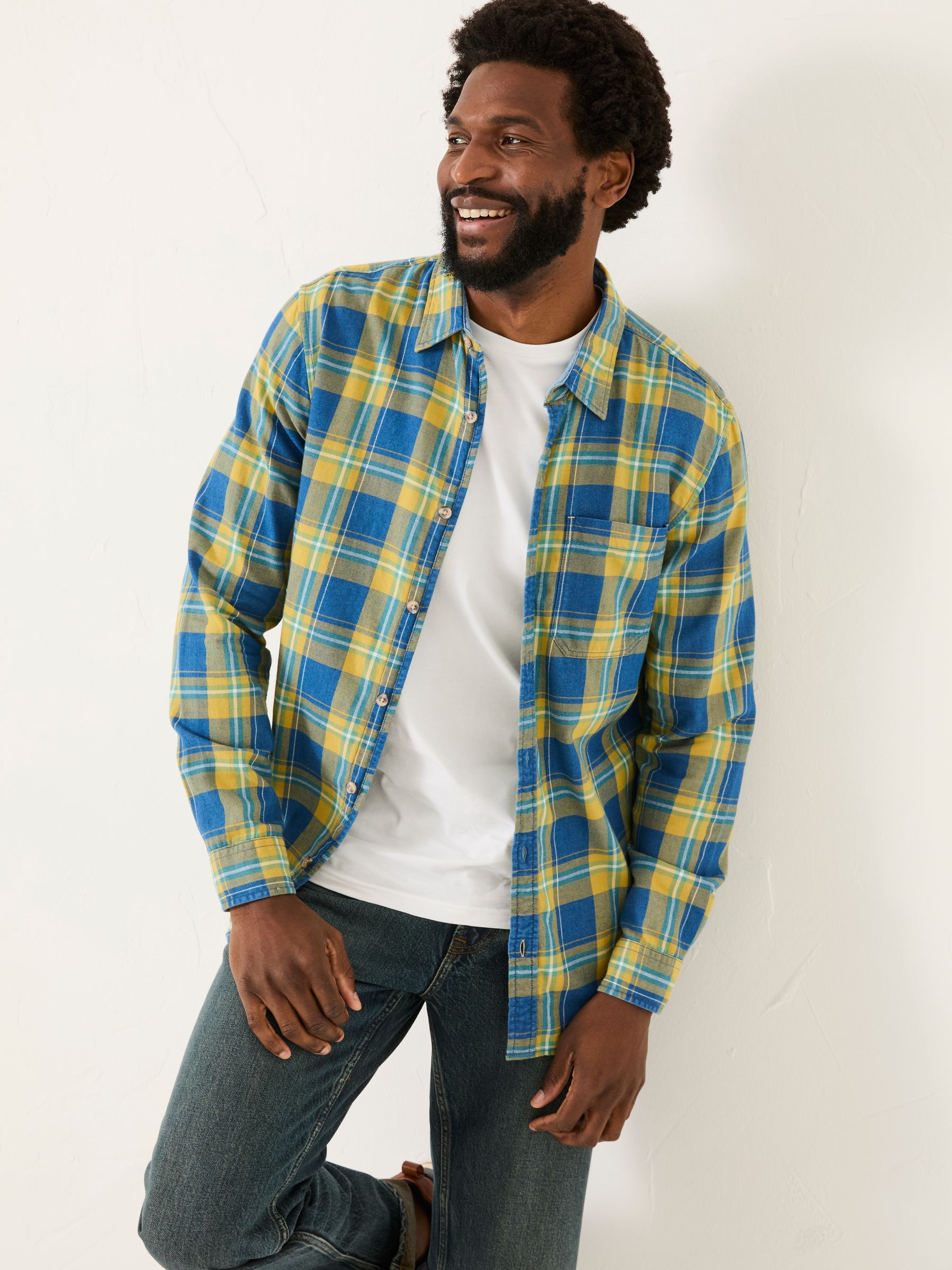 Yellow Long Sleeve Mead Check Shirt FatFace