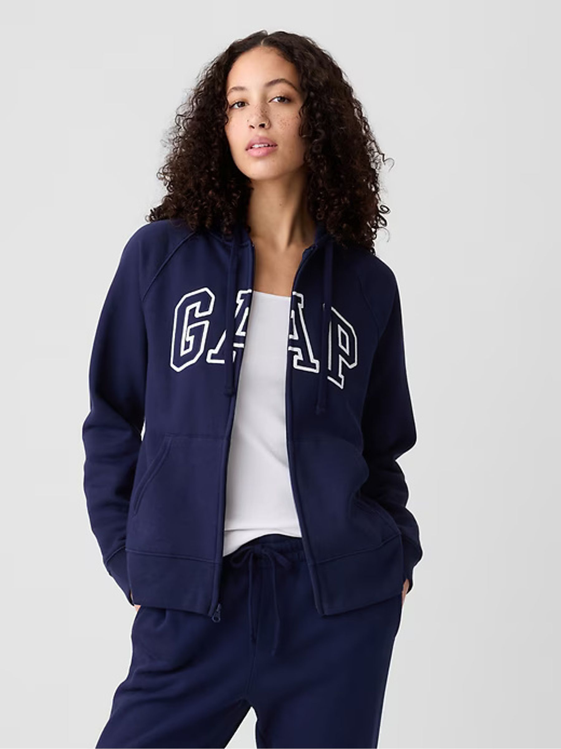 Navy Blue Logo Zip Up Hoodie Gap