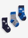 JoJo Maman Bébé Blue Stegosaurus Socks 3 Pack