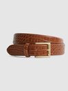 Reiss Tan Albany Croc Embossed Leather Belt