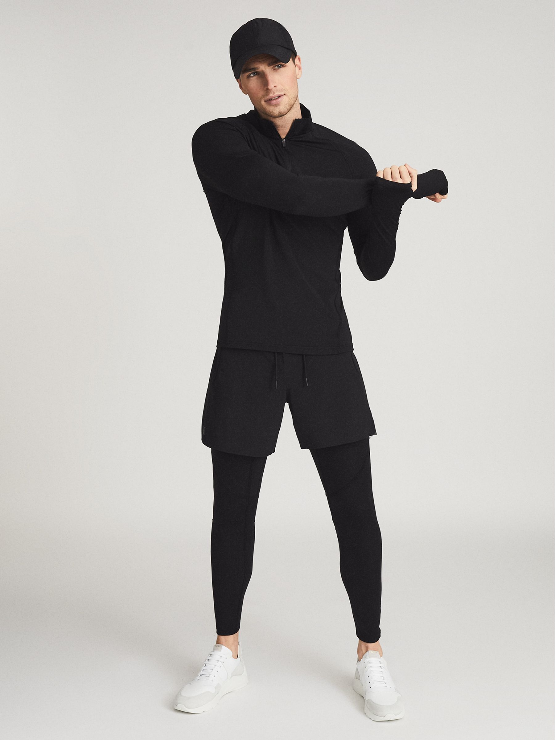 Windproof Running Shorts in Black REISS