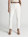 Reiss White Erin Petite Cotton Tapered Trousers