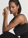 Reiss Black Alma Clutch Small Leather Clutch Bag