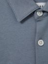 Reiss Airforce Blue Hendon Senior Cotton Button-Through Shirt