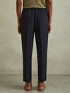 Reiss Navy Hailey Tapered Pull On Trousers