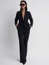 Reiss Navy Haisley Petite Tailored Flared Suit Trousers
