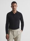 Reiss Slate Trafford Merino Wool Polo Shirt