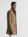 Reiss Camel Gable Single Breasted Overcoat