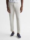 Reiss Soft Beige Truce Cotton-Linen Blend Casual Trousers