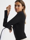 Reiss Black Sasha Merino Wool Split Sleeve Jumper