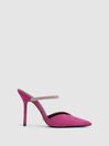 Reiss Bright Pink Banbury Embellished Crystal Court Shoes