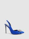Reiss Blue Celeste Sling Back Embellished Heels