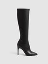 Reiss Black Carina Knee High Leather Boots