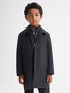 Reiss Navy Perrin Junior Trench With Funnel-Neck Insert