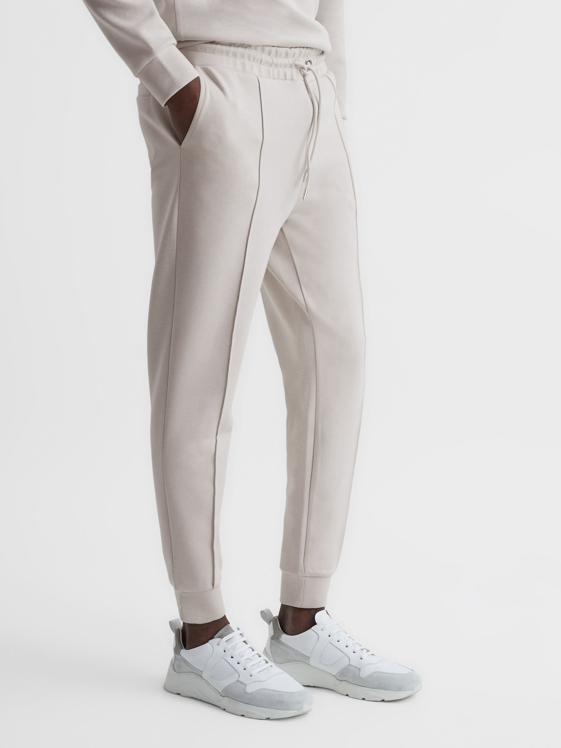 Neoprene Loungewear Joggers in Off White - REISS