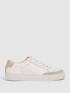 Reiss White/Mineral Pink Ashley Low Top Leather Trainers