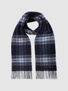 Reiss Navy Curtis Cashmere Checked Scarf
