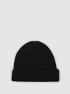 Reiss Black Cara Cashmere Ribbed Beanie Hat