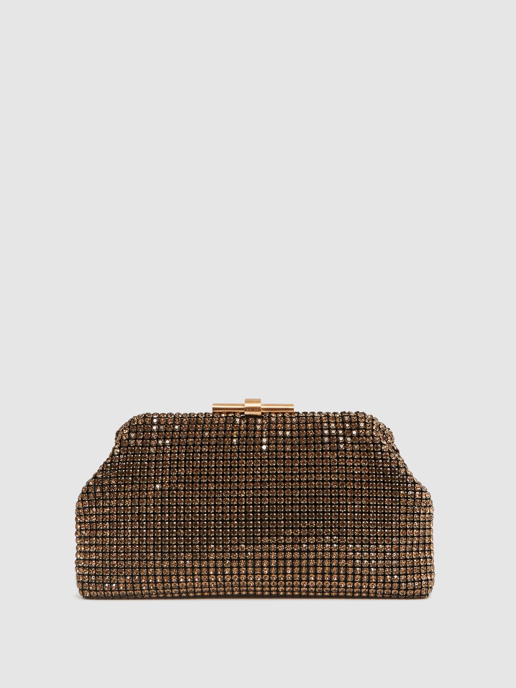 Embellished Clutch Bag in Gold REISS