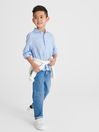 Reiss Soft Blue Ruban Long Sleeve Linen Shirt