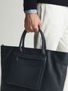 Reiss Dark Navy Bellingham North South Leather Tote Bag