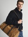 Reiss Tobacco/Chocolate Bellingham Suede Nylon Sporty Holdall