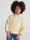 Reiss Yellow Sadie Junior Button Back Jersey Collar Sweatshirt