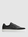 Reiss Black Ashley Leather Low Top Trainers