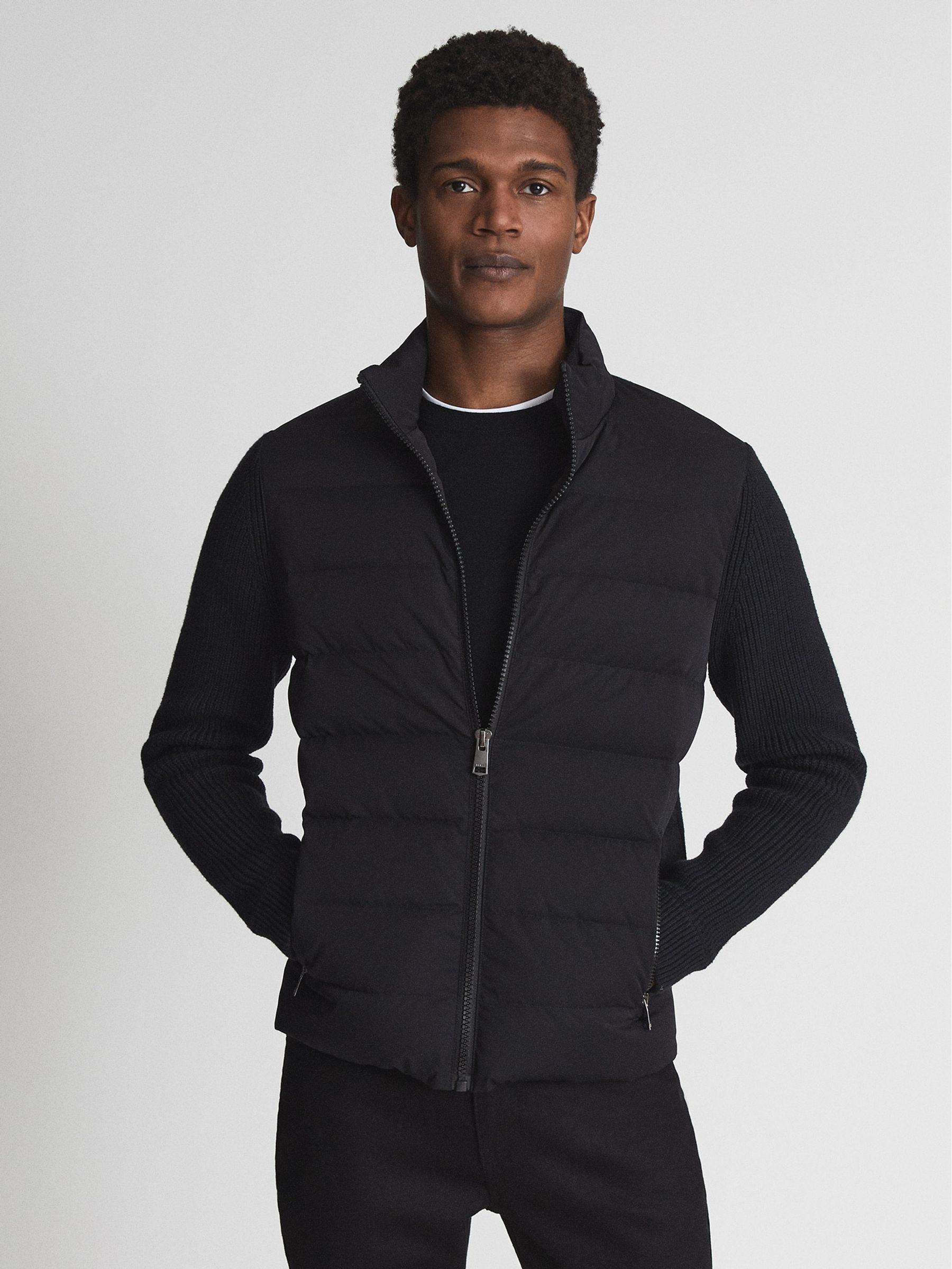 Reiss Colby Quilted Knitted Hybrid Jacket - REISS
