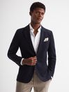 Reiss Navy Select Single Breasted Slim Fit Flannel Blazer