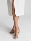Reiss Off White Kali Wedge Leather Strappy Wedged Sandals