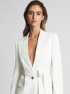 Reiss White Bea Tie Waist Blazer