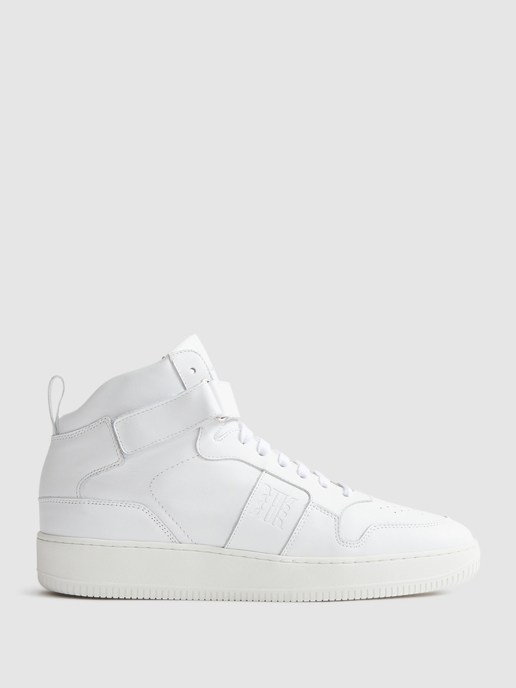 High Top Leather Trainers in White REISS