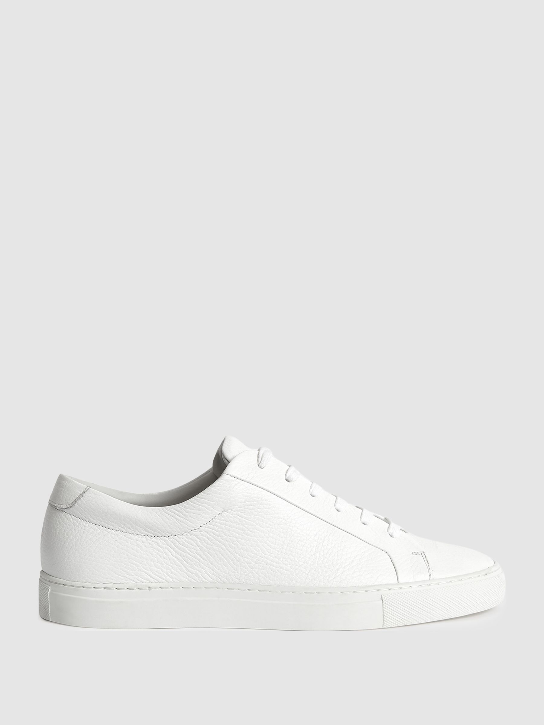Grained Leather Trainers in White - REISS