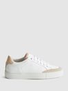 Reiss White/Mineral Pink Ashley Low Top Leather Trainers