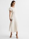 Reiss White Eleni Cap Sleeve Maxi Dress
