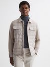 Reiss Stone Roddie Long Sleeve Quilted Hybrid Jacket