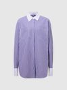 Reiss Purple/White Grace Contrast Stripe Collared Shirt
