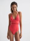 Reiss Coral Ray Halter Swimsuit