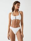 Reiss White Iris Halter Bikini Top With Button Detail