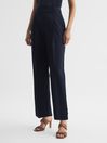 Reiss Navy River High Rise Cropped Tapered Trousers