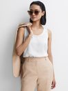 Reiss White Riley Silk Front Vest