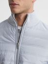 Reiss Soft Grey Trainer Hybrid Zip Through Quilted Jumper