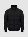 Reiss Black Frost Faux Fur Trim Puffer Jacket
