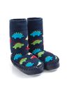 JoJo Maman Bébé Dinosaur Navy Dino Moccasin Slipper Socks